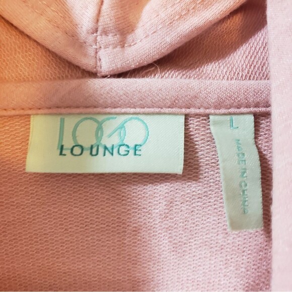 LOGO Lounge Pink Open Front Cardigan with Chiffon Swiss Dots Women's Large - Picture 3 of 7